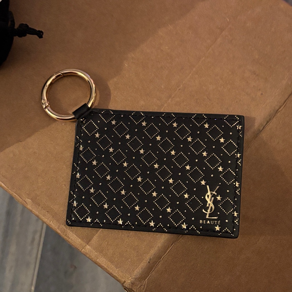 Yves Saint Laurent Black And Gold Key & Card Holder
